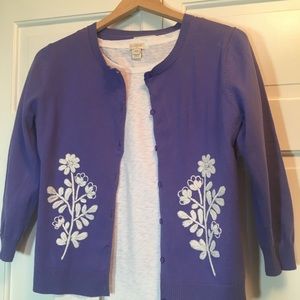 DONATED~ Garnet Hill Periwinkle Embroidered Cardi